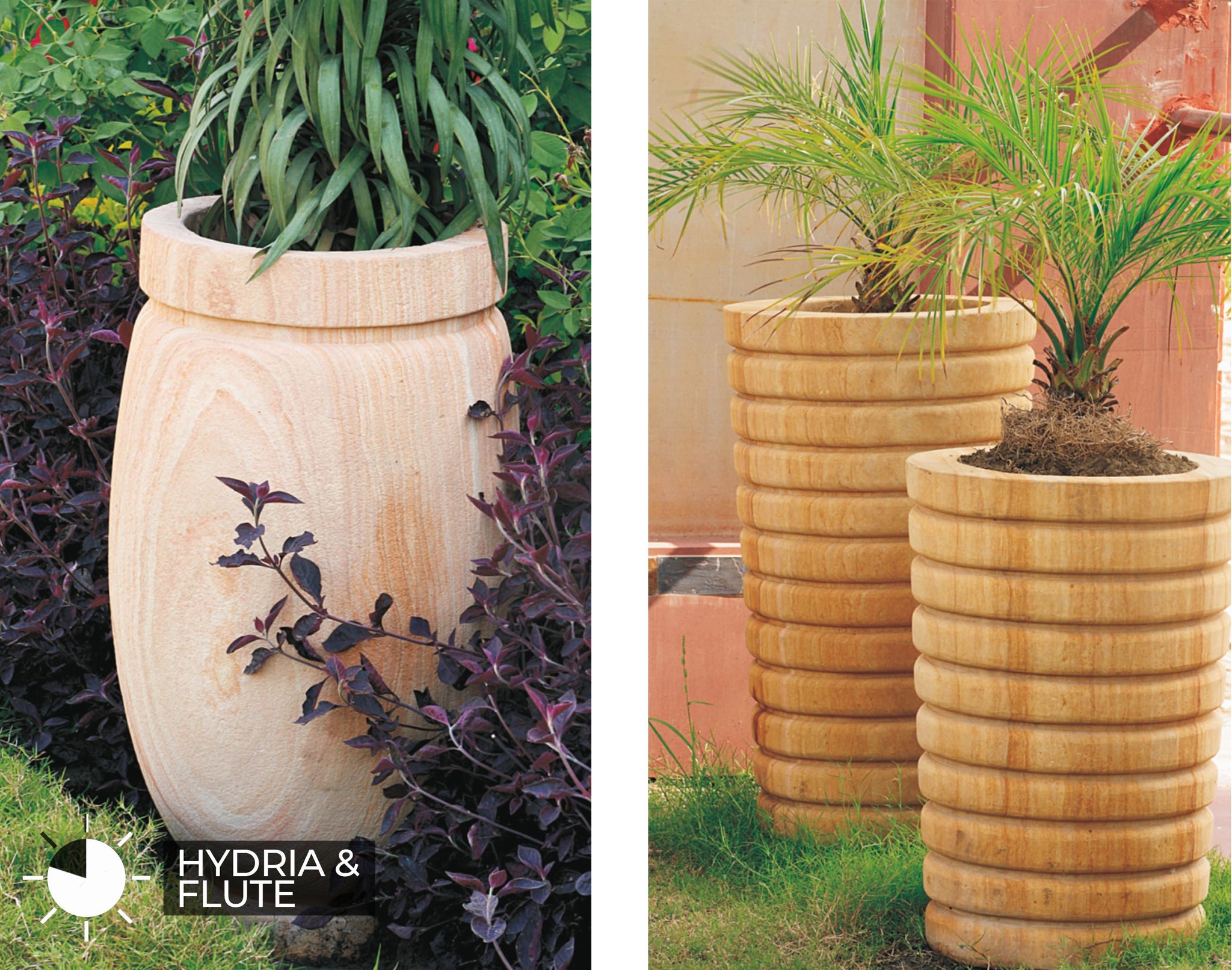 Teak natural stone planters